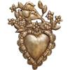 chehoma Decorazione da parete Ex-Voto in metallo dorato, cuore con uccello e fiori, 15 x 20 cm, sistema di aggancio incluso la mia collezione di ex voto