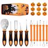 Vurlexat 11 Pezzi Kit Intaglio Zucca Halloween,Kit per Intagliare Le Zucche con Scatola portaoggetti di Halloween,Facile intagliamento di Decorazioni a Zucca di Halloween,per Adulti e Bambini