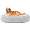 HMTOPE Letto ortopedico per cani Cuscino rotondo per cani Divano per gatti Ciambella Cesto accogliente per cani lavabile, 100 cm Ø, grigio chiaro