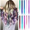 ELNX 10 Extension per Capelli Colorate, 55 cm, Clip In Extension per Capelli Colorati, Lisci, Lunghi, Sintetici, per Ragazze, Bambini, Donne, Feste (Colore Sfumato)