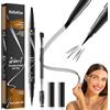 VLYX Matita per sopracciglia 2-in-1, Microblading con punta a 4 denti e pennello preciso per tratti 3D naturali, impermeabile, nero