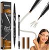 VLYX Matita 2-in-1 per Sopracciglia, Matita Microblading con Punta a 4 Denti e Pennello Preciso per Tratti Naturali Effetto 3D Impermeabile (Marrone Chiaro)