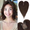 SEGOHAIR Parrucche con capelli naturali per donne con frangia laterale - 21g Base legata a mano con rete in tulle traspirante, base in pizzo 100% capelli naturali, topper con clip marrone mogano