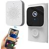 Generico Videocitofono Senza Fili - Campanello Wireless Connesso - Telecamera Sicurezza con Comunicazione Bidirezionale per Esterni Visione Notturna da App per Casa Negozio Cortile Portone