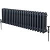 Monster Shop Radiatore Termosifone a 3 Colonne 300mm x 1012mm Moderno Centralizzato Grigio Antracite in Acciaio Inox Orizzontale a Parete Cucina Soggiorno Bagno Kit di Fissaggio e Spazzola Inclusi