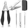 Glamne Tagliaunghie 5 in 1 per anziani con unghie spesse e incarnite, kit professionale per pedicure con tagliaunghie a manico lungo, lama curva obliqua, lima per unghie e sollevatore, set regalo con