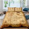 Loussiesd Set di biancheria da letto per bambini con mappa dell'isola nautica, stile vintage, motivo: nave pirata, oceano, antico, pirata, teschio, 3 pezzi, per letto matrimoniale