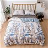 Ouduo Set di Biancheria da Letto, Set Copripiumini e Federe Singolo Matrimoniali Set Biancheria da Letto con Copripiumino e Federe per Ragazza Ragazzo (Inchiostro Graffiti 3,150x200cm-2 Pezzi)