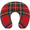 DJNGN Cuscino da viaggio - Memory Foam Plaid rosso Ispirato alla cultura occidentale europea Modello irlandese astratto Design classico vintage Collo, mento, supporto per cuscino con copertura con cerniera