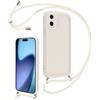 Coalbooliy Cover per iPhone 17 6,3 con Cordino per Cellulare, Custodia Silicone con Regolabile Collana Sottile Morbida Case Protezione della fotocamera Antiurto con Necklace, Bianco