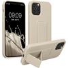 kwmobile 1x Custodia Compatibile con Apple iPhone 12 / iPhone 12 Pro - Cover Supporto Dita - Back Case per Smartphone - Protezione Gommata crema