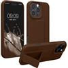 kwmobile 1x Custodia Compatibile con Apple iPhone 16 PRO - Cover Supporto Dita - Back Case per Smartphone - Protezione Gommata Cioccolato Fondente