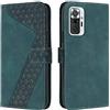 OKZone Cover per Xiaomi Redmi Note 10 PRO/Redmi Note 10 PRO Max, Custodia a Libro in Pelle Protettiva Folio Portafoglio con Chiusura Magnetica e Slot per Carte Wallet Case Flip Cover (Verde)