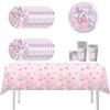 YINcrinx Stoviglie per feste a farfalla rosa, inclusi piatti, tazze, tovaglie, tovaglioli, adatti per decorazioni a farfalla rosa, feste di compleanno, baby shower, fino a 20 ospiti