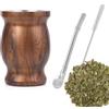 SVUPUE Tazza Mate, set da tè Mate in acciaio inossidabile, con cucchiaio di cannuccia e spazzola per la pulizia, set di zucca Mate per tè Mate, caffè, latte e succo, colore della venatura del legno, 8 once