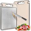 KFDDRN Tagliere in acciaio inox, doppio lato, in acciaio inox, design a rete resistente, antigraffio, trattamento separato di verdure e carne