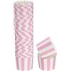 QUARKZMAN 50pz Pirottini da Forno in Carta 6oz Pirottini Involucri per Frittella Cupcake Monouso Antigrasso per Matrimonio Compleanno Laurea, Rosa a Righe