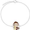LOVE YOUR CITY Gioiello per bambini con scimmia, piccola scimmia, regalo per ragazze, bambini, in argento sterling 925, regolabile da 14 a 17 cm., 17 cm, Argento sterling