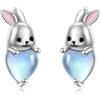 HOOHWE Orecchini da donna in argento Sterling 925, con lepre e coniglietto, misura unica, Argento, Nessuna pietra preziosa