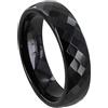LES POULETTES BIJOUX - Anello Ampio Faccettato Ceramica Nera - 6mm - taille 16