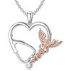 HARMONY BOLA - Collana con ciondolo a forma di cuore, con ciondolo a forma di angelo caduceo, regalo di ringraziamento, per infermiere, catenina da 45.7 cm + 5.1 cm, con zirconia cubica
