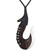 81stgeneration Collana con Ciondolo Hei Matau in Osso e Legno Naturale di Grandi Dimensioni | Collane Fatte a Mano in Stile Maori per Le Donne | Grande Amo da Pesca | Collana da Surfista per Uomo