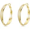 PHNIBIRD Orecchini a Cerchio in Oro da Donna con Doppio Anello di Ipoallergenici Grand Orecchini per Regali da donna Delicati Gioielli 40 mm