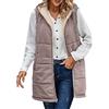 Generic Gilet in pile da donna UK - Cappotti invernali senza maniche con cappuccio tinta unita gilet imbottito caldo da donna morbido confortevole gilet trapuntato da donna gilet caldo con tasche, nuovo,