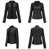KHIRVWL Offerte Lampo del Giorno Giubbotto Chiodo Donna Ecopelle Giacca in Pelle Donna Corta Giubbotto e Tasche con Cerniera Giubbino Biker Vintage a Manica Lunga da Donna Giacca Pelle Curvy