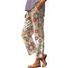 Generic Pantaloni in lino da donna a gamba lunga, in mussola, da donna, 7/8, con tasche, estivi, stile boho, plissettato, eleganti, in tessuto, stile retrò, pantaloni cargo per il tempo libero, pantaloni da