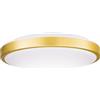Eglo Lezuza - Lampada da soffitto a LED, rotonda, piatta, per camera letto, in acciaio e plastica di colore bianco ottone, caldo, diametro 43 cm