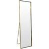 DRW Specchio da terra o parete rettangolare in metallo dorato 170x50x3,5 cm