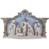 DRW Mistero Nascita di 1 Pezzo con i Re che adorano il bambino con Cielo Stellato Blu e Beige in Resina Dipinto a Mano 37x4x22 cm