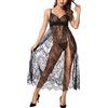 LINGERLOVE Donna Pizzo Lingerie Sexy Biancheria Intima da Notte Babydoll Abito Lungo Trasparente