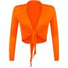 Gloop Belle signore eleganti bolero giacche a maniche lunghe bolero al nodo, arancione fluo, M