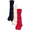 NEXT Ragazza Confezione da 3 paia di collant misto cotone Red Navy Blue and Cream 7 Anni-8 Anni