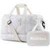 Remedare Borsone da viaggio da donna, borsa da weekend con scomparto per scarpe e tasca bagnata, borsa da viaggio per la notte, borsa da palestra con astuccio da toilette, Beige, Borsone da viaggio