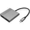 DIGITUS Adattatore grafico USB-C - Da USB-C a 2x HDMI - UltraHD 4K/60Hz - Supporto SST/MST - Lunghezza cavo 18 cm - Plug & Play - Grigio