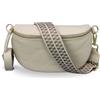 Adel Bags ADEL - Marsupio da donna in vera pelle, Emma oro, fatto a mano, borsa a tracolla con larghezza opzionale, con motivo elegante, made in Italy, Beige-oro 3, L, Tracolla