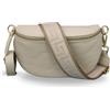 Adel Bags ADEL - Marsupio da donna in vera pelle, Emma oro, fatto a mano, borsa a tracolla con larghezza opzionale, con motivo elegante, made in Italy, Beige-oro 2, m, Tracolla