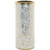 DRW Portaombrelli Porcellana Rotondo Oro e Bianco Design Damasco 22x22x46 cm