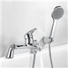 Rehomthy Rubinetto miscelatore per vasca da bagno con soffione e tubo flessibile, rubinetti monoblocco rotondi moderni con attacco doccia, cromato, centri da 180 mm