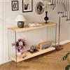 Artloge ‌Consolle Ingresso Vetro - Tavolino Moderno con Ripiano in Vetro Temperato, Elegante e Resistenti ‌Consolle in Vetro Luxury per Ingresso - Design Moderno, Vetro Temperato Trasparente,120 x 30 x 76 cm