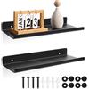 QJKEJI 2 Pz Mensole da Muro Piccole Nera, Mensole da Parete, Mensola da Parete Piccola, Mensola a Muro Invisibili Metallo, Scaffale Libreria Galleggianti per Camera da Letto Cucina Bagno, 30x12x3,5 cm