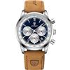 DAXIAOYU Argento Blu Orologio Al Quarzo Degli Uomini Casual Cronografo Orologio Da Polso con Cinturino In Pelle Lancette Luminoso Data Automatica Relogio Masculino, Blu, Lusso