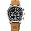 DAXIAOYU Argento Blu Orologio Al Quarzo Degli Uomini Casual Cronografo Orologio Da Polso con Cinturino In Pelle Lancette Luminoso Data Automatica Relogio Masculino, nero, Lusso
