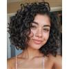 FASHION IDOL Parrucche corte di capelli umani ricci per donne che indossano e andano Deep Wave pizzo anteriore parrucca C parte 12 parrucca Pre spennato con capelli del bambino nero naturale densità