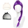 SSKHE - Parrucca viola con treccia spessa, parrucca per cosplay e costumi, parrucca con treccia viola, parrucca per cosplay per costumi di Halloween, outfit da festa e palco
