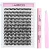 LAUBESS Ciglia Finte Ciuffetti Kit Extension Ciglia LAUBESS Ciglissime Lash Clusters Kit Colla Ciglia Finte Waterproof Pinzette Ciuffetti Ciglia Finte Kit (Kit 40D-0.07D-Mix8-14)
