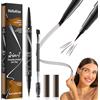 VLYX Matita Sopracciglia 2-in-1, Matita Microblading con Punta a 4 Denti e Pennello Preciso per Effetto Naturale 3D, Impermeabile (Marrone Scuro)